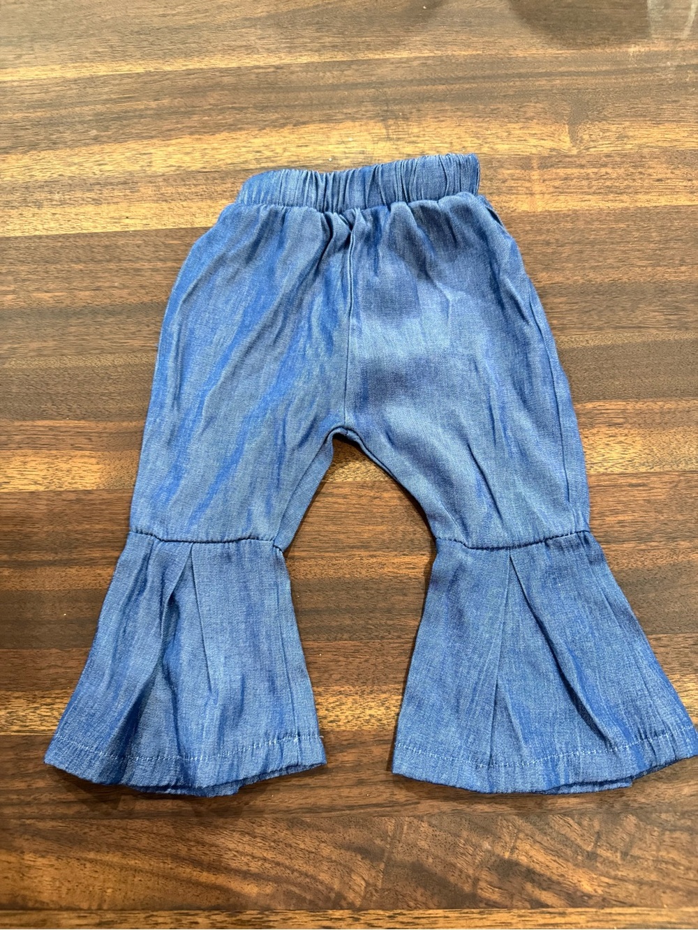 SHEIN Blue Chambray Ruffle Hem Pants for Kids